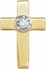 14K Yellow & White 9x7mm .01 CTW Diamond Cross Lapel Pin