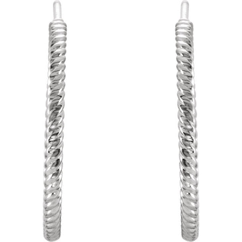 Continuum Sterling Silver 21mm Rope Design Hoop Earrings
