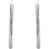 14k White Gold 21mm Rope Design Hoop Earrings