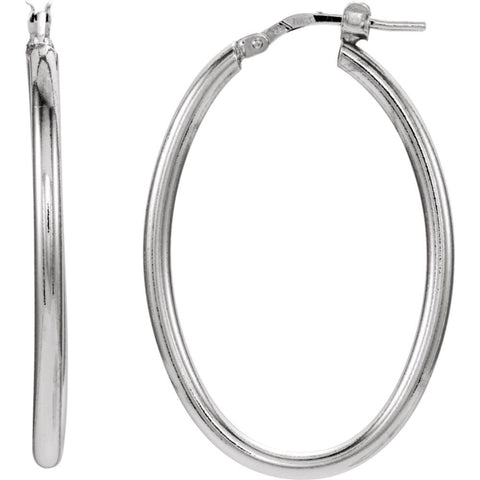 Sterling Silver 24x34mm Oval Tube Hoop Earrings Sterling Silver 24x34mm Oval Tube Hoop Earrings