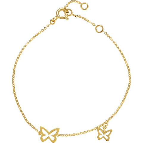 14k Yellow Gold Butterfly Design 7" Bracelet 14k Yellow Gold Butterfly Design 7" Bracelet
