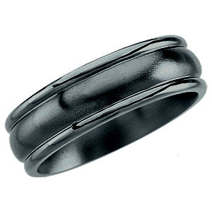 Black Titanium 7.5mm Grooved Band Size 13