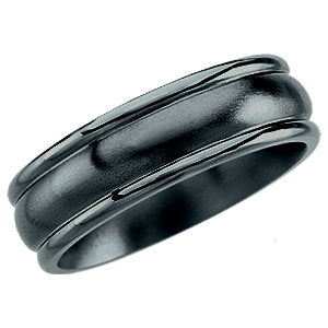 Black Titanium 7.5mm Grooved Band Size 8 Black Titanium 7.5mm Grooved Band Size 8