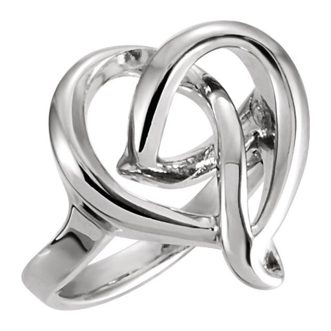 14k White Gold Freeform Heart Ring, Size 6 14k White Gold Freeform Heart Ring, Size 6
