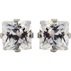 Stainless Steel 7mm Square Cubic Zirconia Piercing Earrings Stainless Steel 7mm Square Cubic Zirconia Piercing Earrings