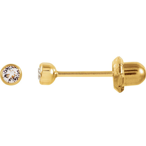 14k Yellow Gold Crystal Inverness Piercing Bezel Earrings 14k Yellow Gold Crystal Inverness Piercing Bezel Earrings