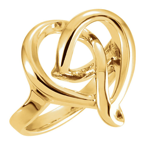 14k Yellow Gold Freeform Heart Ring, Size 6 14k Yellow Gold Freeform Heart Ring, Size 6