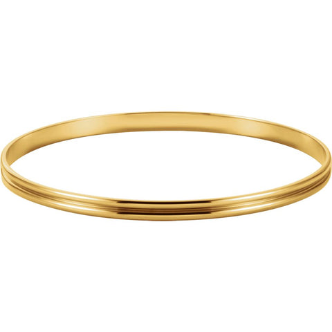 14k Yellow Gold 4mm Grooved Bangle Bracelet 14k Yellow Gold 4mm Grooved Bangle Bracelet