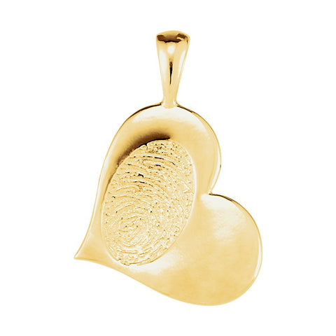 14k Yellow Gold Heart print Happy Mothers Day Pendant