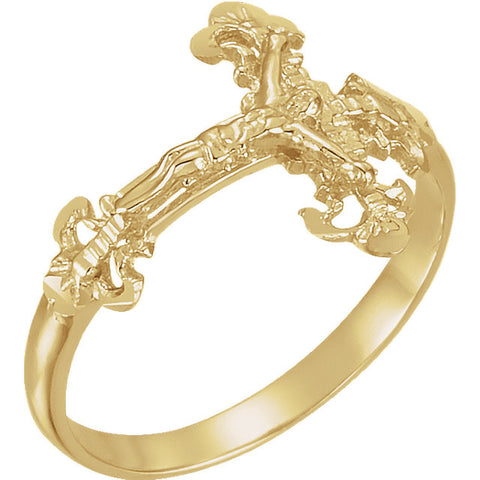 14k Yellow Gold Ladies Crucifix Ring, Size 7 14k Yellow Gold Ladies Crucifix Ring, Size 7