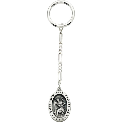 Sterling Silver 29x20mm St. Christopher Key Chain Sterling Silver 29x20mm St. Christopher Key Chain