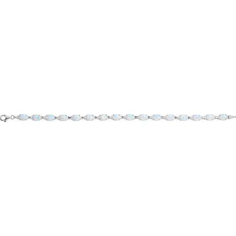 14k White Gold Lab-Grown Opal Line Bracelet