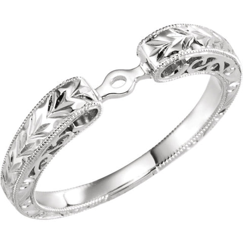 14k White Gold Hand Engraved Engagement Base Size 7 14k White Gold Hand Engraved Engagement Base Size 7