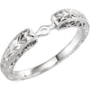 14k White Gold Hand Engraved Engagement Base, Size 6 14k White Gold Hand Engraved Engagement Base, Size 6