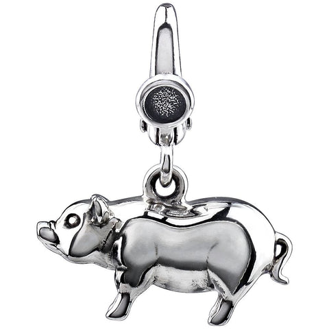 Sterling Silver 21x17mm Pig Charm