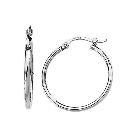 14k White Gold 22mm Round Tube Hoop Earrings 14k White Gold 22mm Round Tube Hoop Earrings