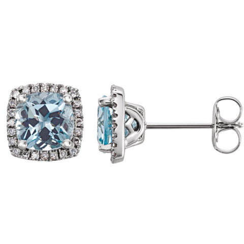 14k White Gold Aquamarine & 1/8 CTW Diamond Earrings 14k White Gold Aquamarine & 1/8 CTW Diamond Earrings
