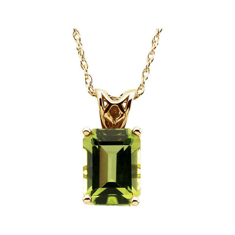 14k Yellow Gold 8x6mm Emerald Peridot 18" Necklace 14k Yellow Gold 8x6mm Emerald Peridot 18" Necklace