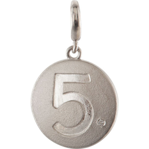 Sterling Silver .005 CTW Diamond Number "5" Disc Charm
