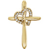14k Yellow Gold 0.04 ctw. Diamond Cross with Heart Pendant