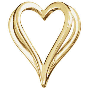 14k White Gold Shadow Heart Pendant Slide 14k White Gold Shadow Heart Pendant Slide