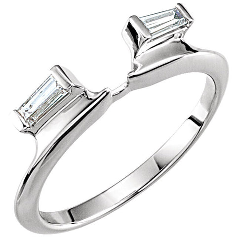 14k White Gold 1/8 CTW Diamond Baguette Wrap-Style Ring Enhancer, Size 7