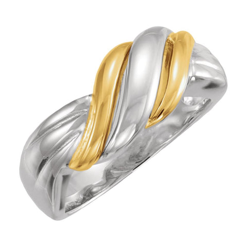 Sterling Silver & 14k Yellow Gold Freeform Ring, Size 7 Sterling Silver & 14k Yellow Gold Freeform Ring, Size 7