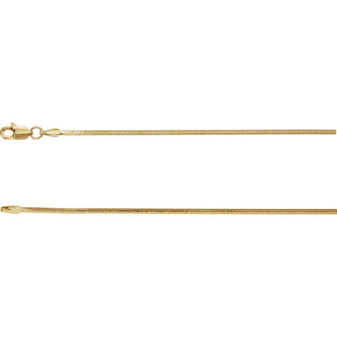 14k Yellow Gold 1.2mm Square Diamond Cut Snake 16" Chain 14k Yellow Gold 1.2mm Square Diamond Cut Snake 16" Chain