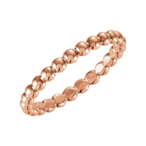 14k Rose Gold 2.5mm Beaded Stackable Ring Size 6 14k Rose Gold 2.5mm Beaded Stackable Ring Size 6