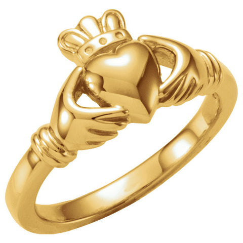 14k Yellow Gold Youth Claddagh Ring, Size 5 14k Yellow Gold Youth Claddagh Ring, Size 5