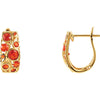 Pair of Genuine Mexican Fire Opal Earrings in 14k Yellow Gold