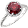 14k White Gold Mozambique Garnet and 0.05 ctw. Diamond Halo-Style Ring, Size 7