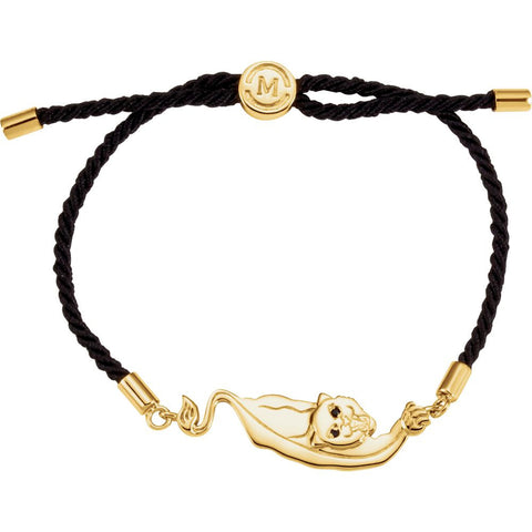 18k Yellow Gold Vermeil Panther Green Satin 8" Bracelet for Courage 18k Yellow Gold Vermeil Panther Green Satin 8" Bracelet for Courage