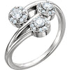 14k White Gold 3/8 ctw. Diamond 3-stone Halo Ring, Size 7
