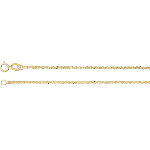 14k Yellow Gold 1.25mm Sparkle Singapore 18" Chain 14k Yellow Gold 1.25mm Sparkle Singapore 18" Chain