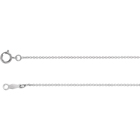 18k White Gold 1mm Solid Cable 20" Chain