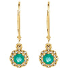 14k Yellow Gold Emerald & .08 CTW Diamond Earrings
