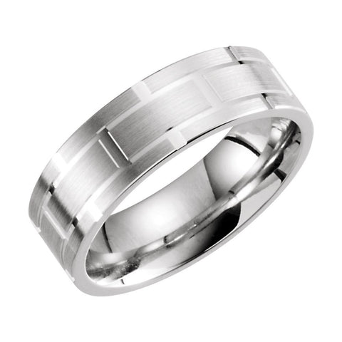 14k White Gold 7mm Grooved Band Size 10 14k White Gold 7mm Grooved Band Size 10
