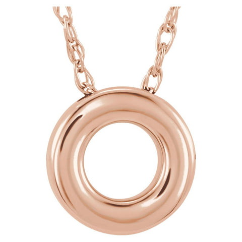 14k Rose Gold 18x10mm Circle Chain Slide 18" Necklace