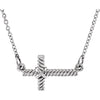 14k White Gold 8.65x16mm Sideways Rope Cross 16.5-inch Necklace 14k White Gold 8.65x16mm Sideways Rope Cross 16.5-inch Necklace