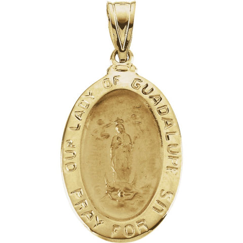 14k Yellow Gold 21x15mm Oval Our Lady of Guadalupe Medal