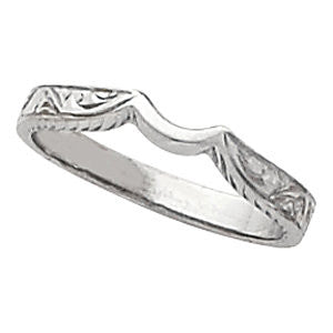 14k White Gold Hand-Engraved Band, Size 6 14k White Gold Hand-Engraved Band, Size 6