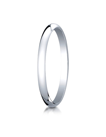 Benchmark 10K White Gold 2mm Slightly Domed Traditional Oval Wedding Band Ring (Sizes 4 - 15 )