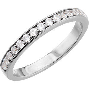 Platinum 1/3 CTW Diamond Band for 5.8 & 6.5mm Round Engagement Ring, Size 7