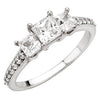 1/2 CTW Complete Engagement Ring with CZ Center in 14k White Gold (Size 6 )