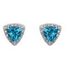 14k White Gold Swiss Blue Topaz & .08 CTW Diamond Earrings