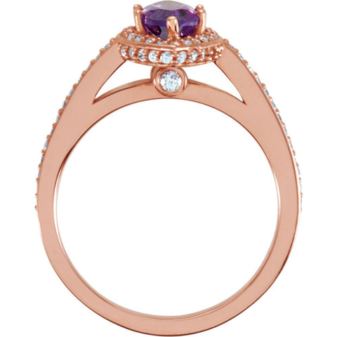 14k Rose Gold 1/3 CTW Diamond Semi-set Engagement Ring, Size 7