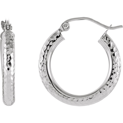 14k White Gold Diamond Cut Hoop Earrings 14k White Gold Diamond Cut Hoop Earrings