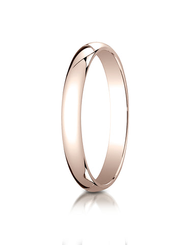 Benchmark 14K Rose Gold 3mm Slightly Domed Traditional Oval Wedding Band Ring (Sizes 4 - 15 )