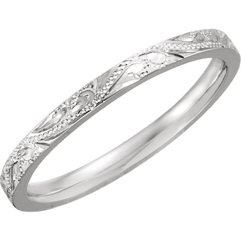 14k White Gold 2mm Hand Engraved Band Size 10 14k White Gold 2mm Hand Engraved Band Size 10